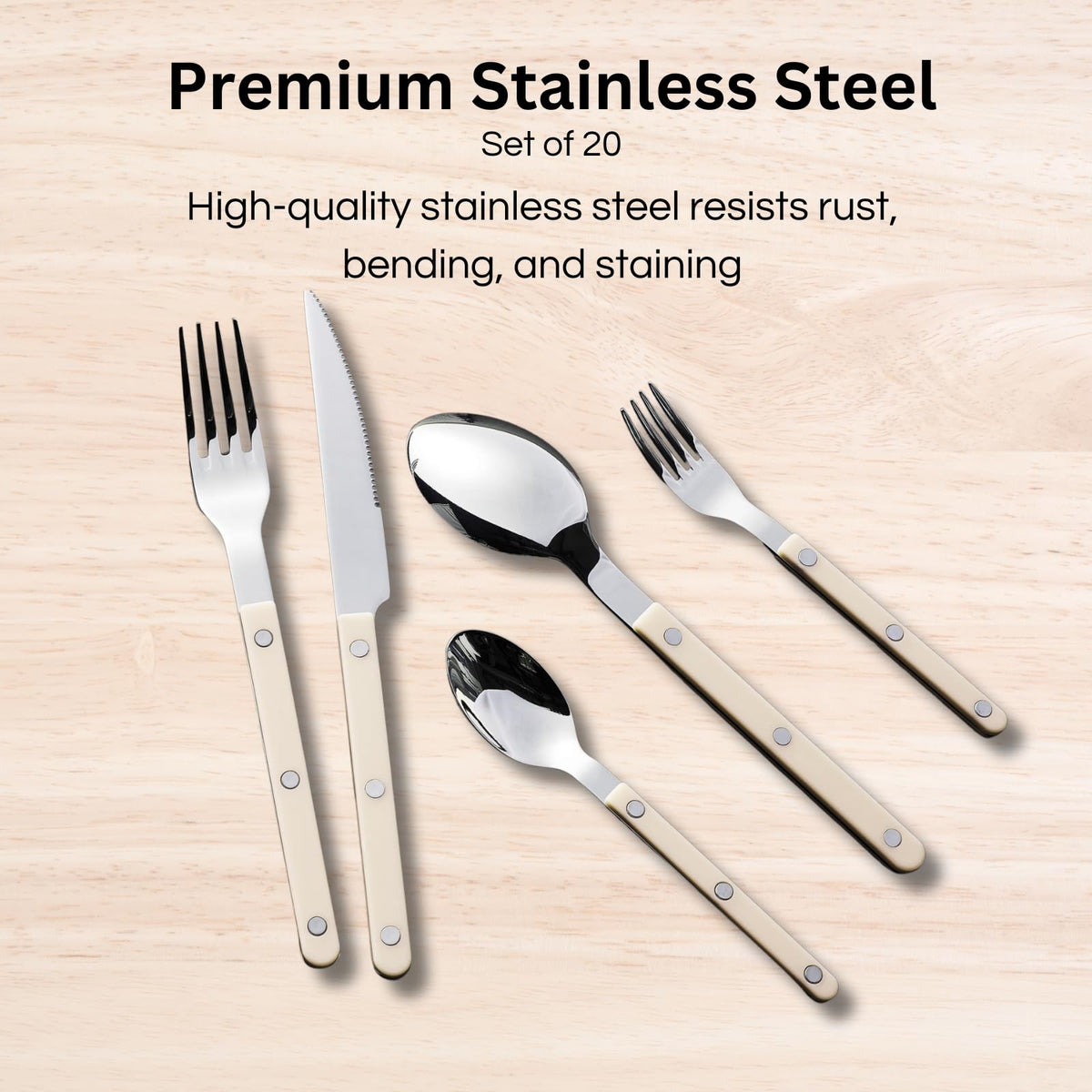 Khen dishwasher-safe flatware makes cleanup quick and convenient.