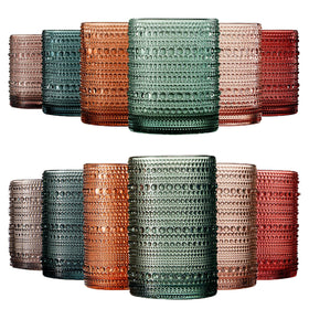 Khen Hobnail highball glass 14 oz with beaded texture for cocktails