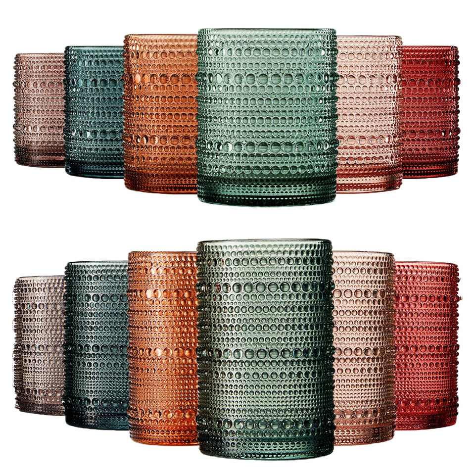 Khen Hobnail highball glass 14 oz with beaded texture for cocktails