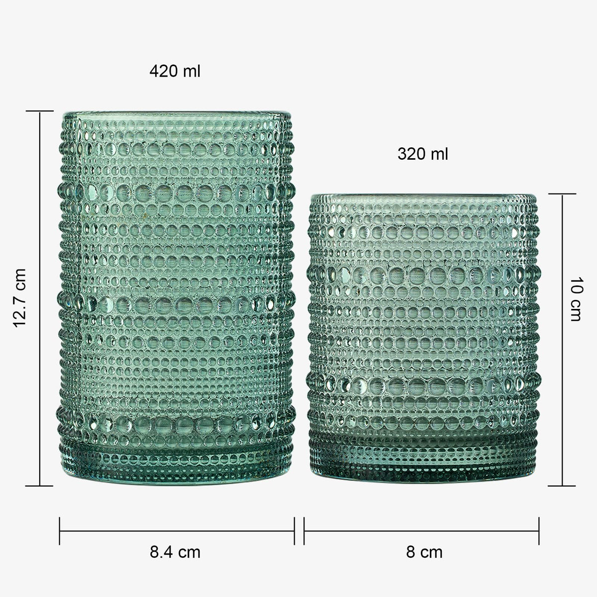 Khen Hobnail green tone highball glass for fresh table setting