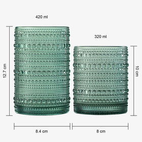 Khen Hobnail green tone highball glass for fresh table setting