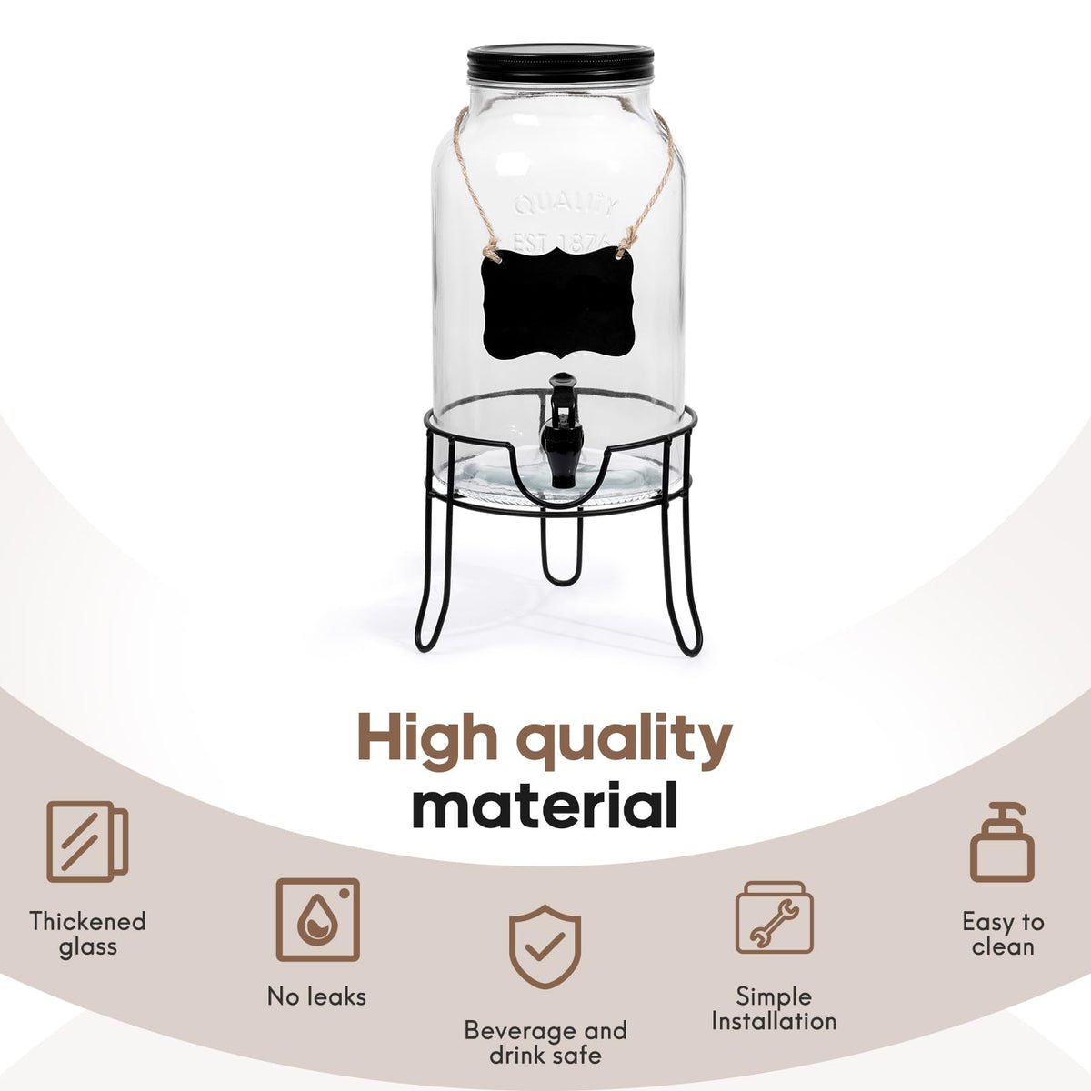 Khlotiko BPA-free glass keeps beverages safe and clear.