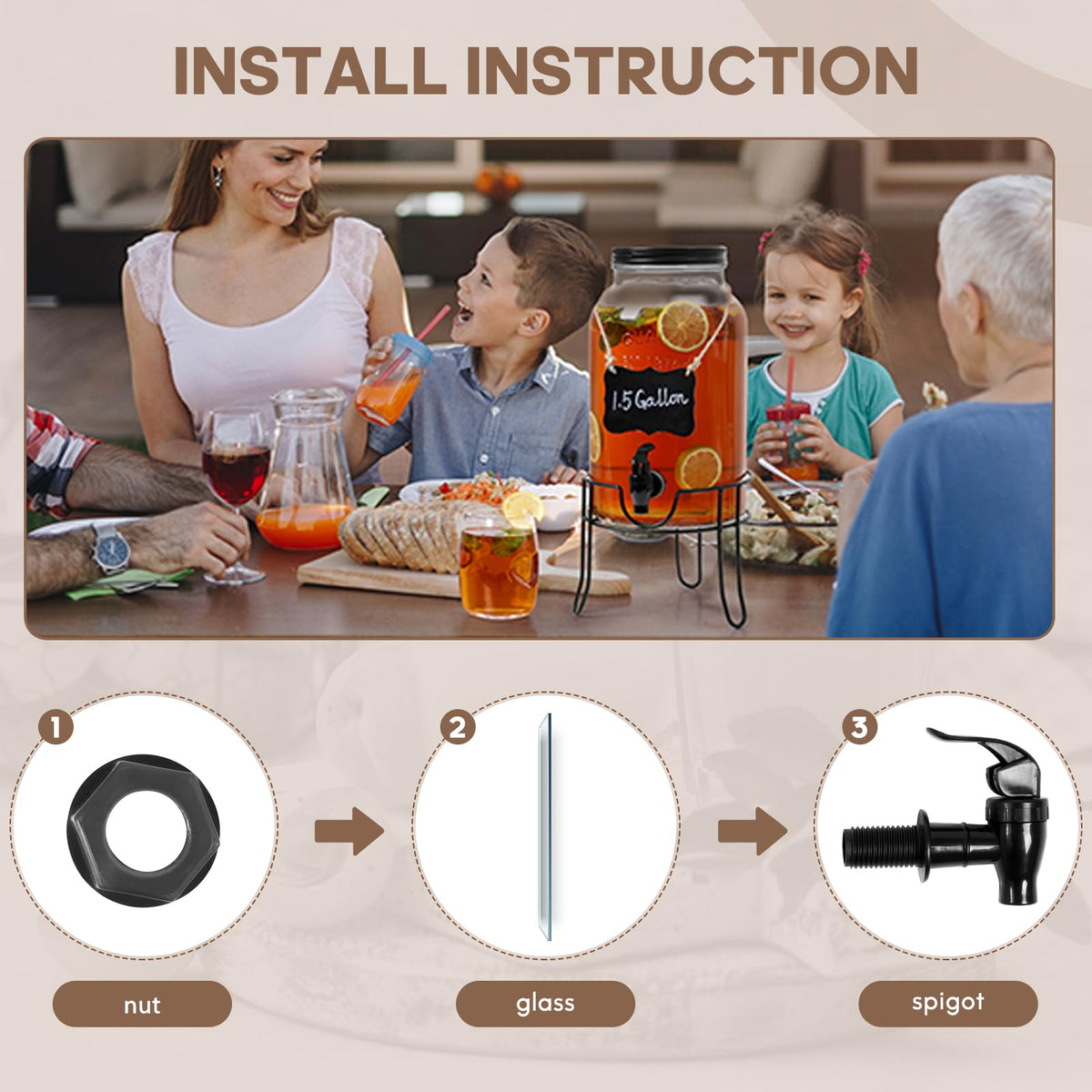 Khlotiko punch dispenser adds festive decor to a celebration setup.