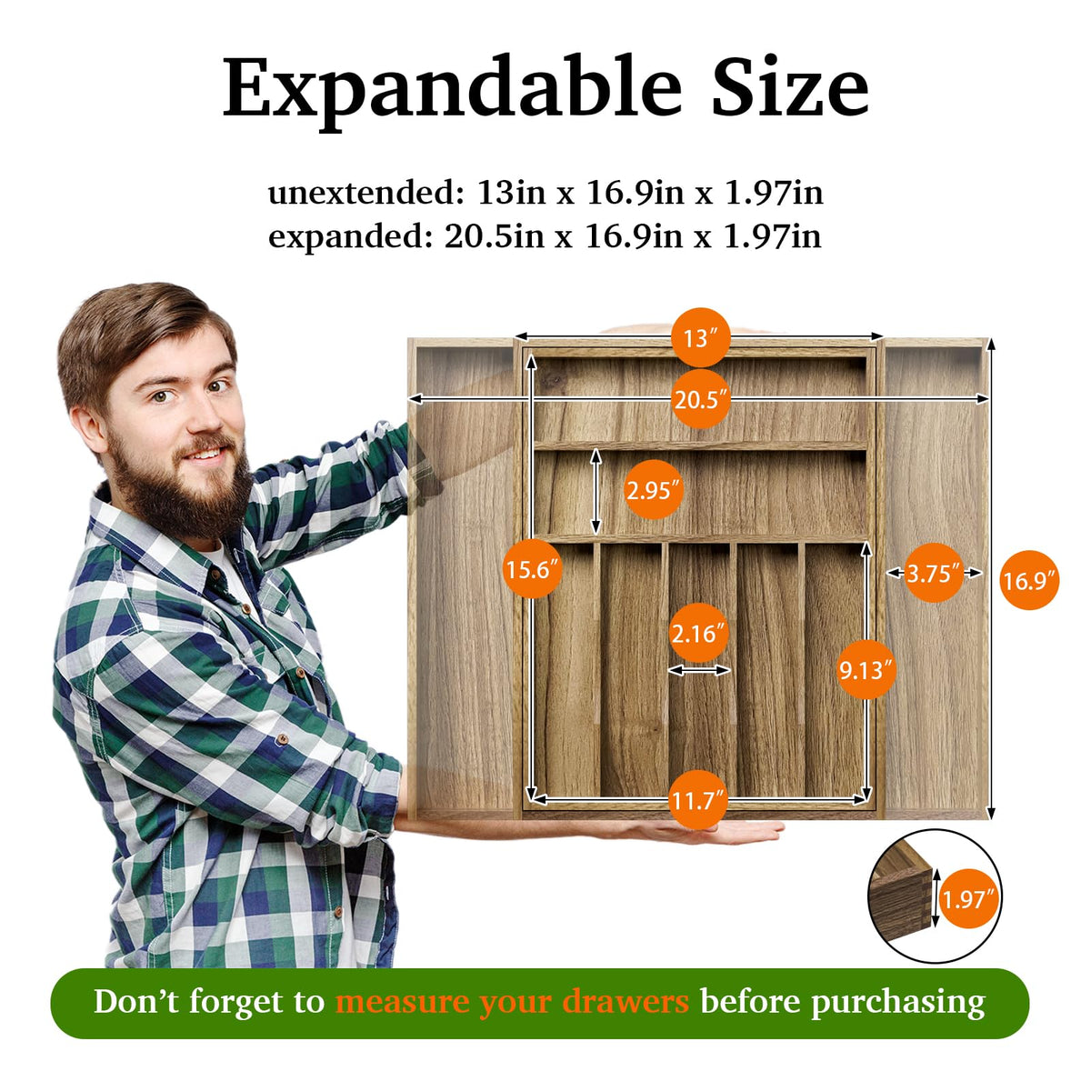 Kiasthome organizer with grooved dividers keeping forks and spoons neatly separated.