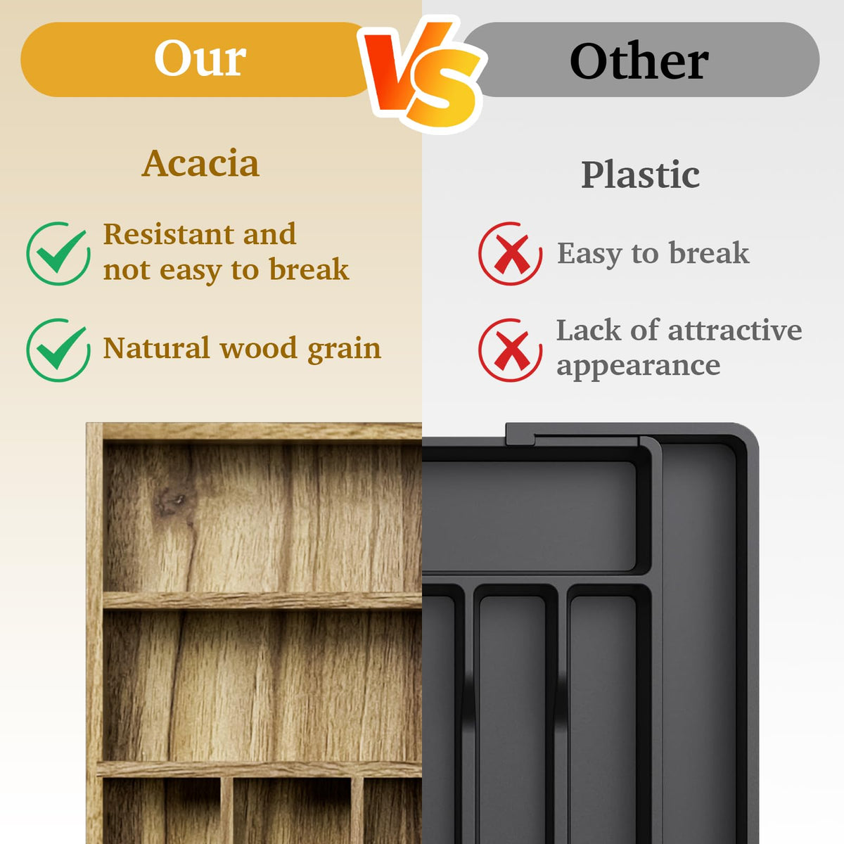 Kiasthome acacia wood multiuse drawer organizer ready for tea bags or cosmetics