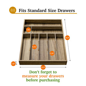 Kiasthome acacia wood organizer in a drawer showing anti slip bottom for stability