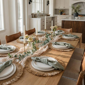 KIBAGA placemats with tassels in 15.2x15.2 inches for visual texture