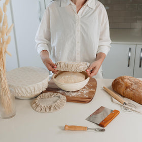 KIBAGA bread-proofing bowl cover L fits 9–11 inch bowls to preserve moisture.