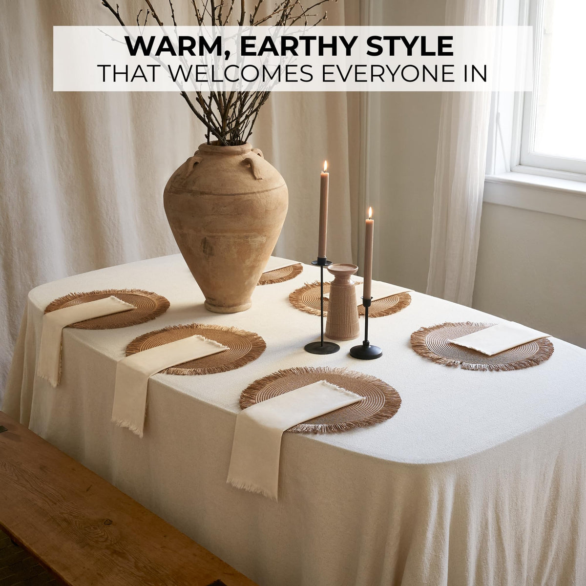 KIBAGA brunch-ready table scene shows versatile boho decor for gatherings