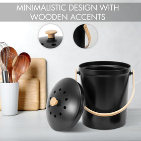 KIBAGA 1.1-gallon capacity fits week-long scraps without clutter.