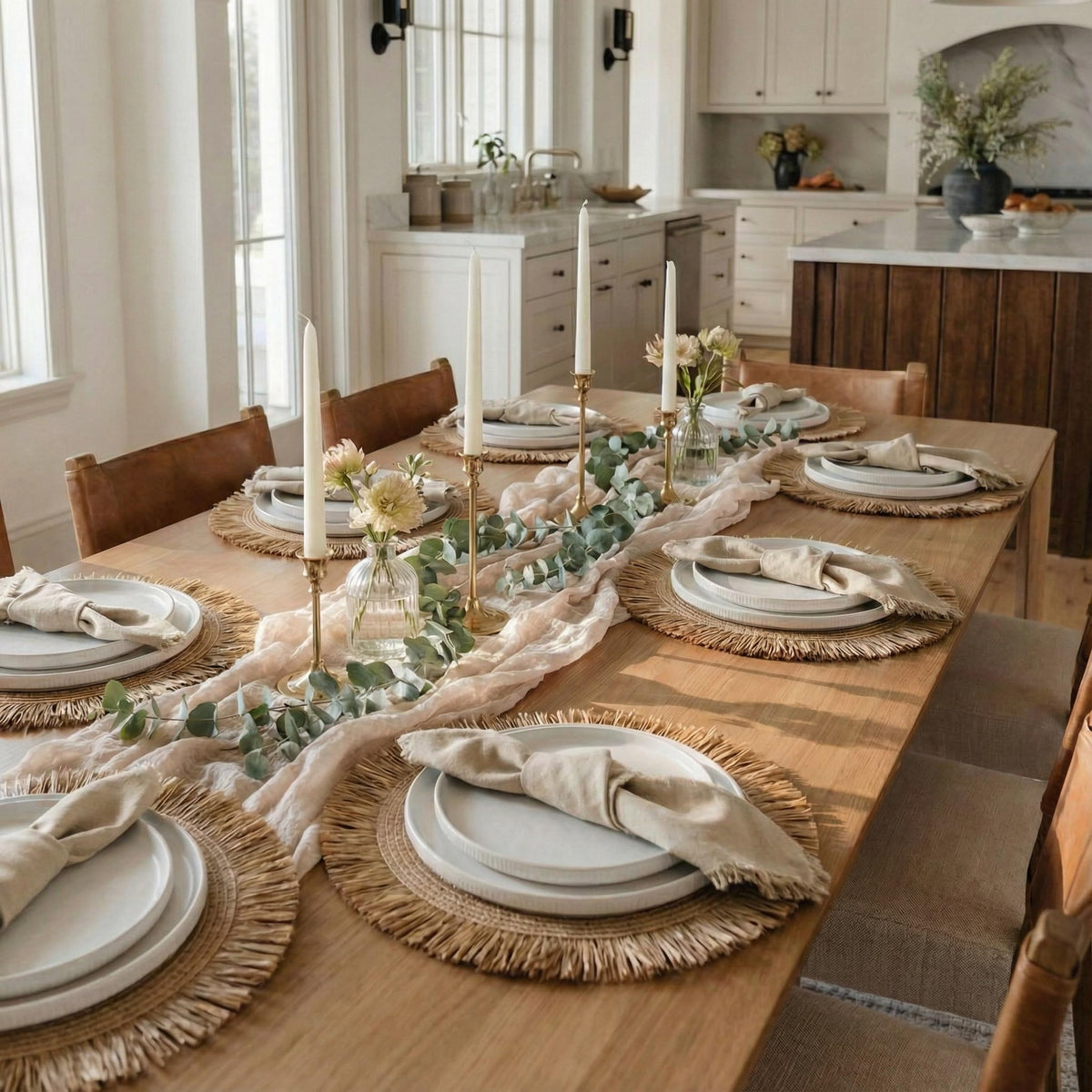KIBAGA boho placemats with tassels show 15-2x15-2 size for centerpiece drama