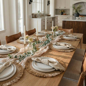 KIBAGA boho placemats with tassels show 15-2x15-2 size for centerpiece drama