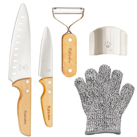 Kibbidea kids knife set full view for safe beginner cooking