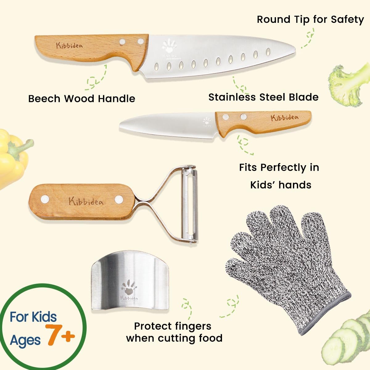 Kibbidea kids paring knife blunt tip for safe small cuts
