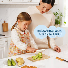 Kibbidea Kids Safe Knife Set bread knife ideal for soft bread slicing with control.