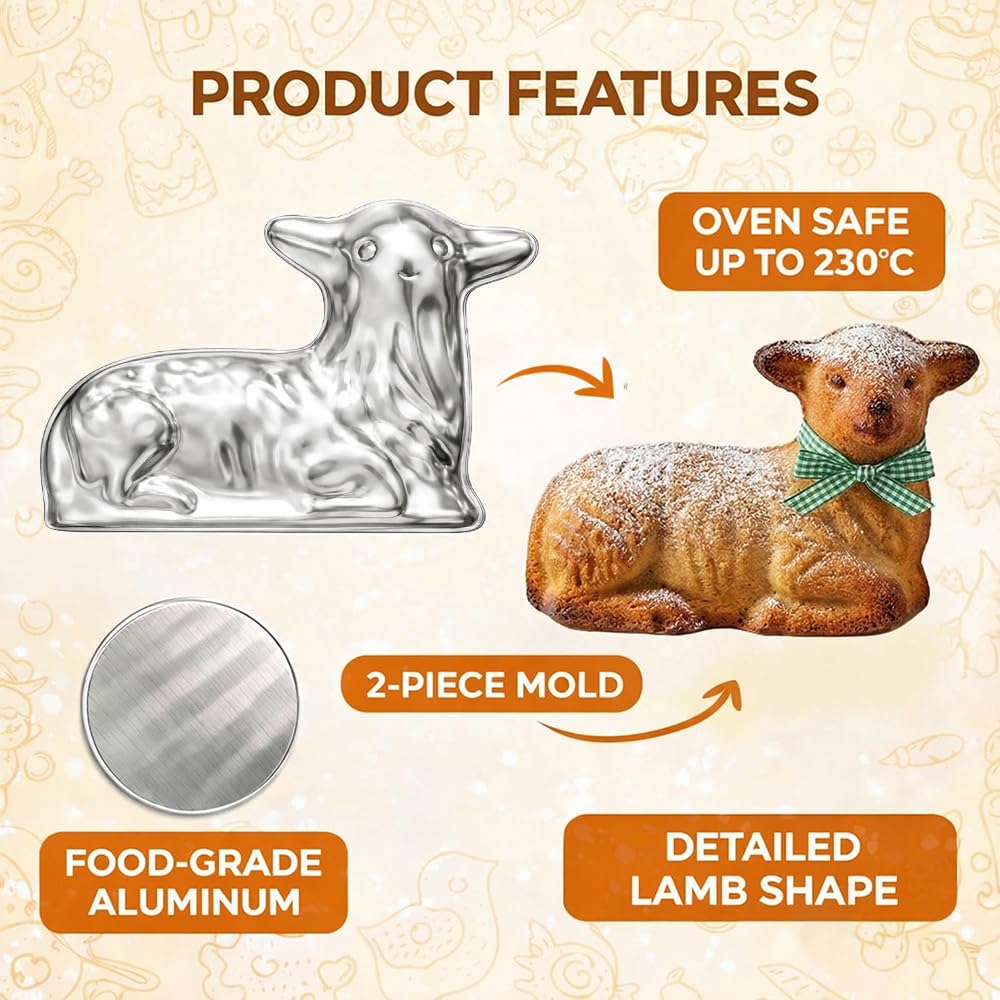 KIBS Group lamb mold offers easy release with smooth anodized surface.