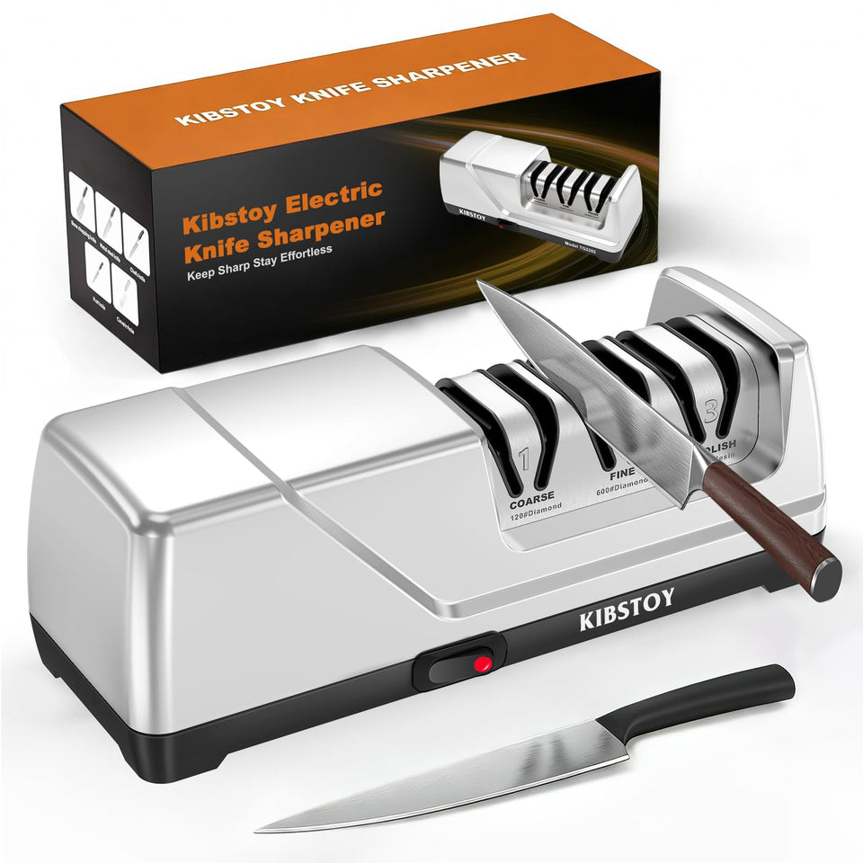 KIBSTOY electric knife sharpener with three stage system for professional grade edges