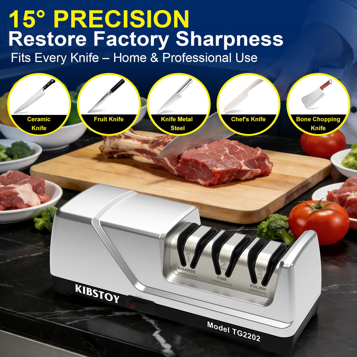 Non slip base stabilizing KIBSTOY knife sharpener during use
