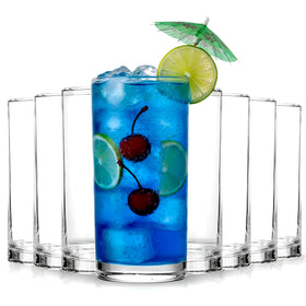 KICHLY clear drinking glasses stackable pack for easy storage and durable daily use.