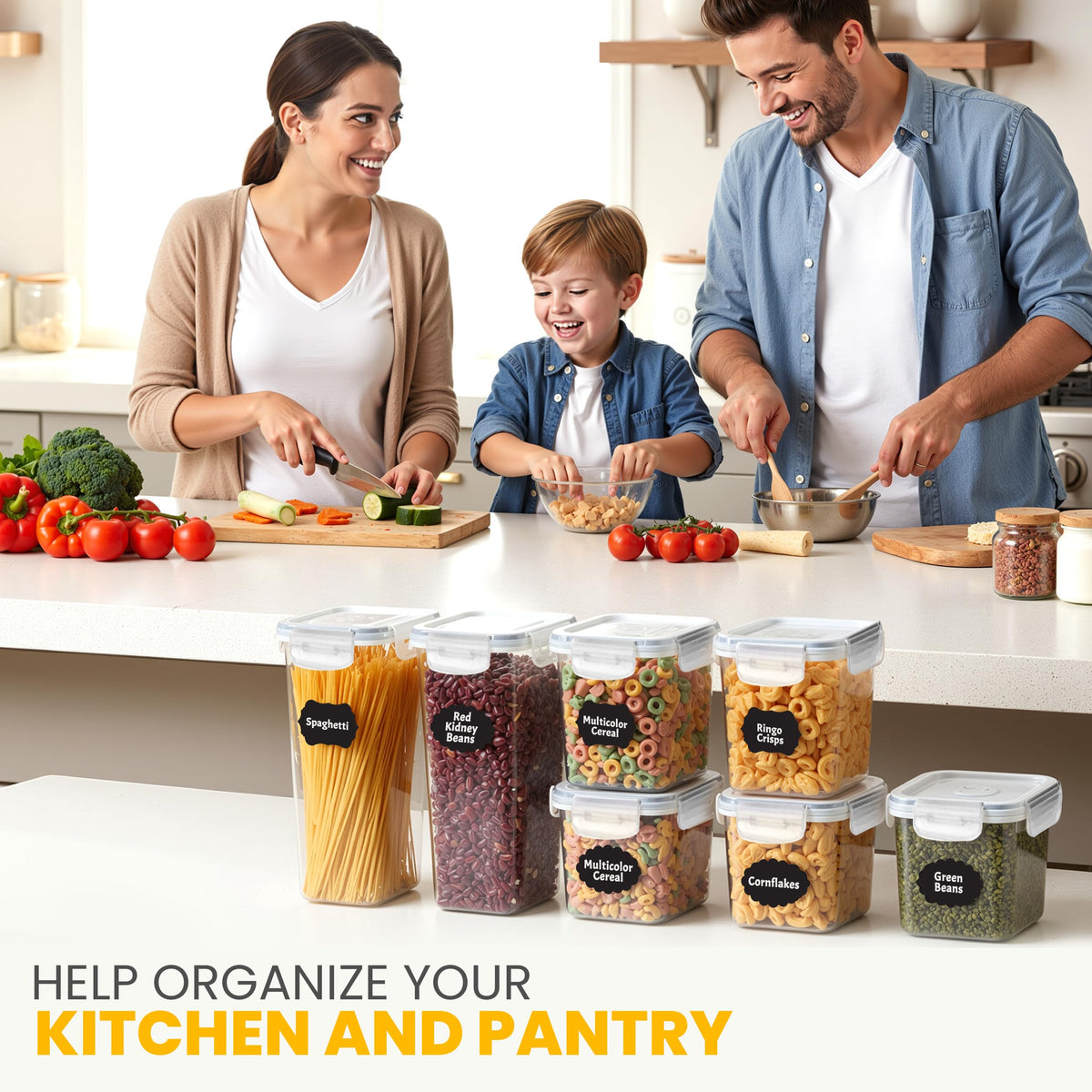 KICHLY stackable design saves space for a neat pantry setup.