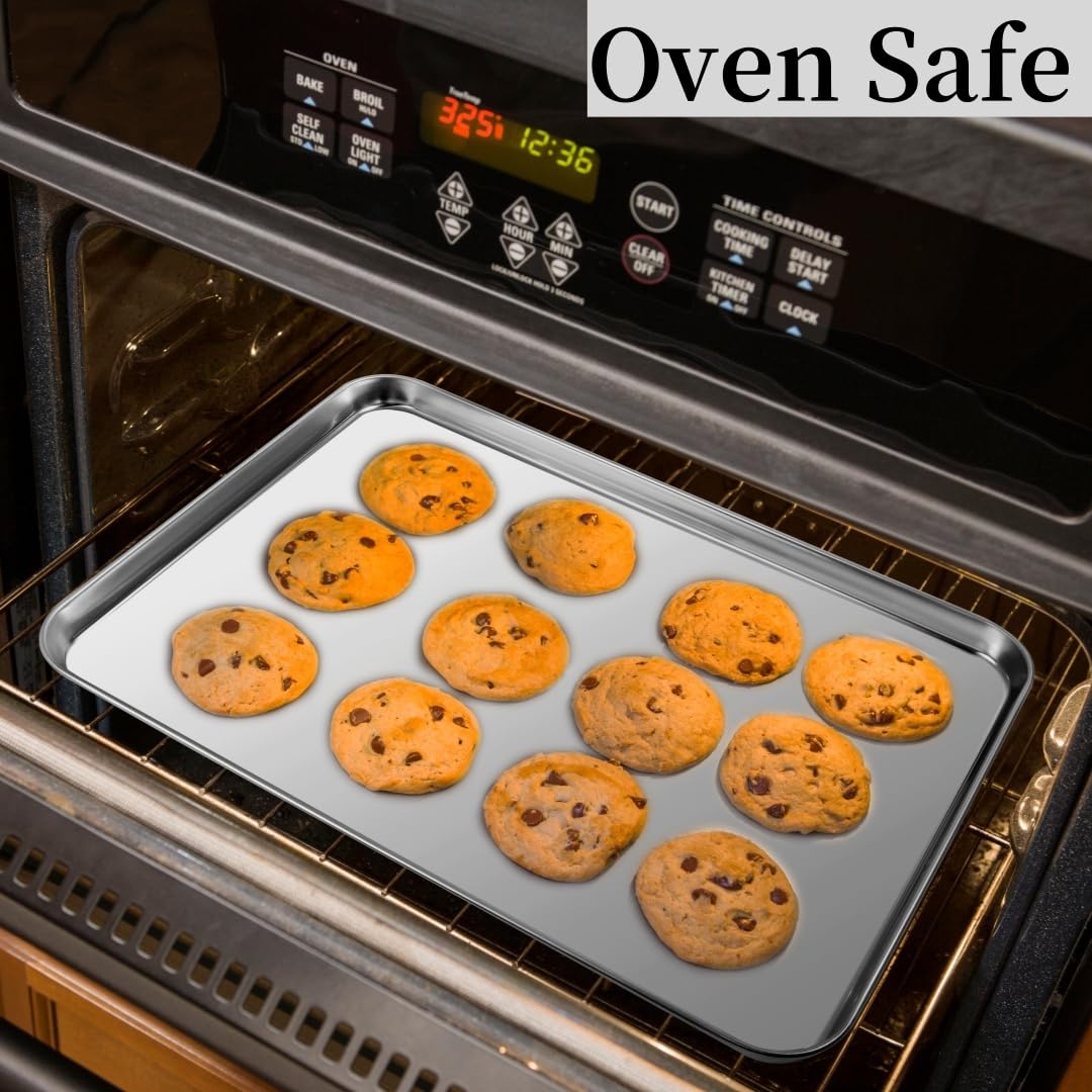 Kichwit baking sheet with smooth edges and rolled rim for safe handling.