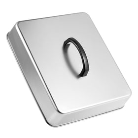 Kichwit rectangular basting cover lid on grill keeps cooked foods warm.