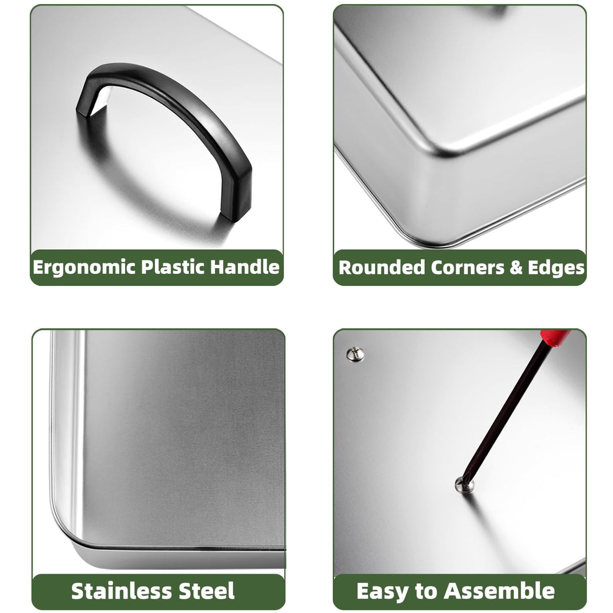 Kichwit stainless steel griddle cover protects food while cooking outdoors.