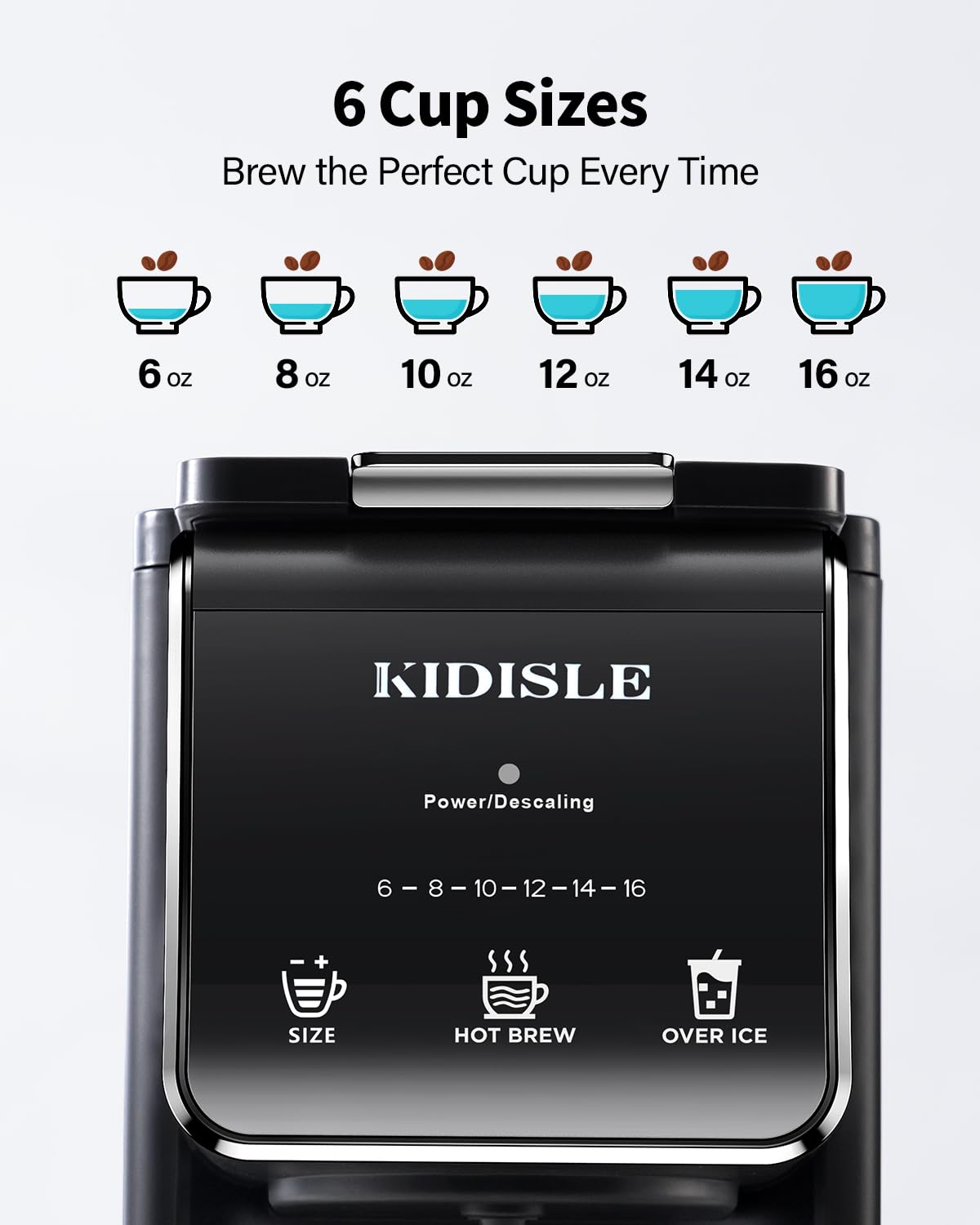 KIDISLE 40oz water tank supports multiple brews before refilling