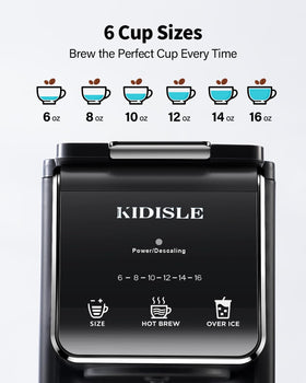KIDISLE 40oz water tank supports multiple brews before refilling