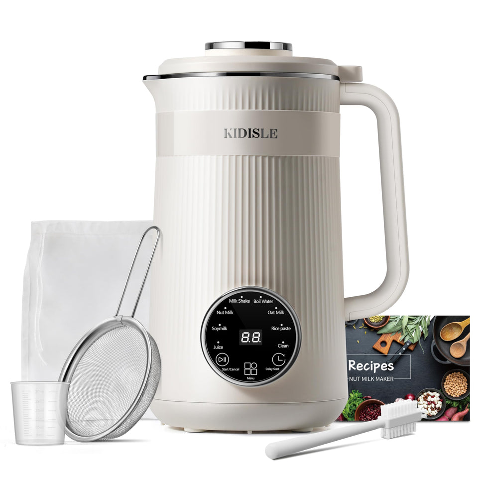 Kidisle 8-in-1 nut milk maker front view for easy homemade plant milks.