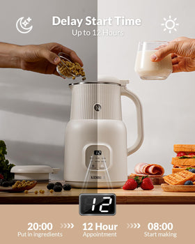 KIDISLE nut milk maker lid open image highlighting simple loading and cleaning