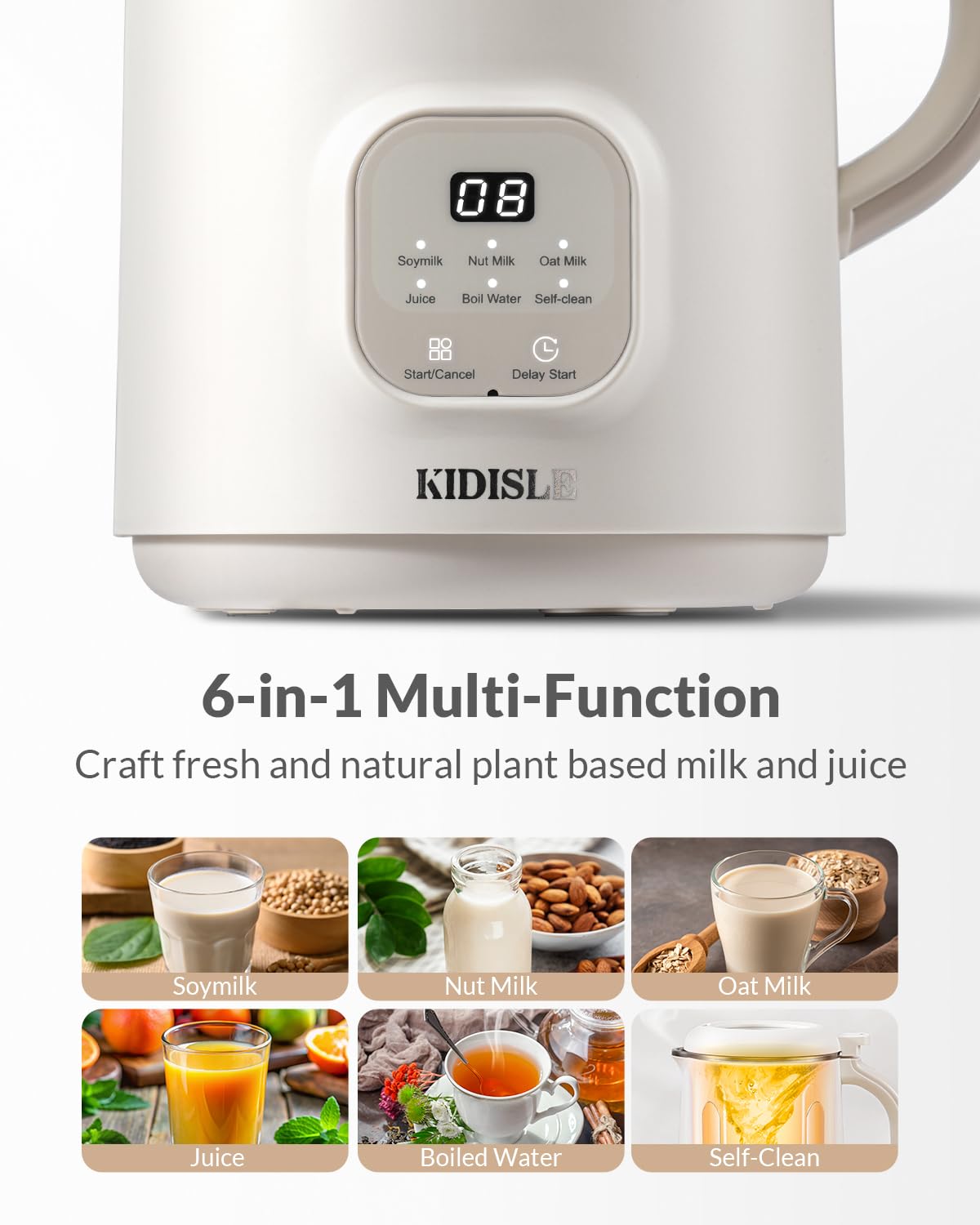 KIDISLE nut milk maker touchscreen panel showcases intuitive controls for easy setup
