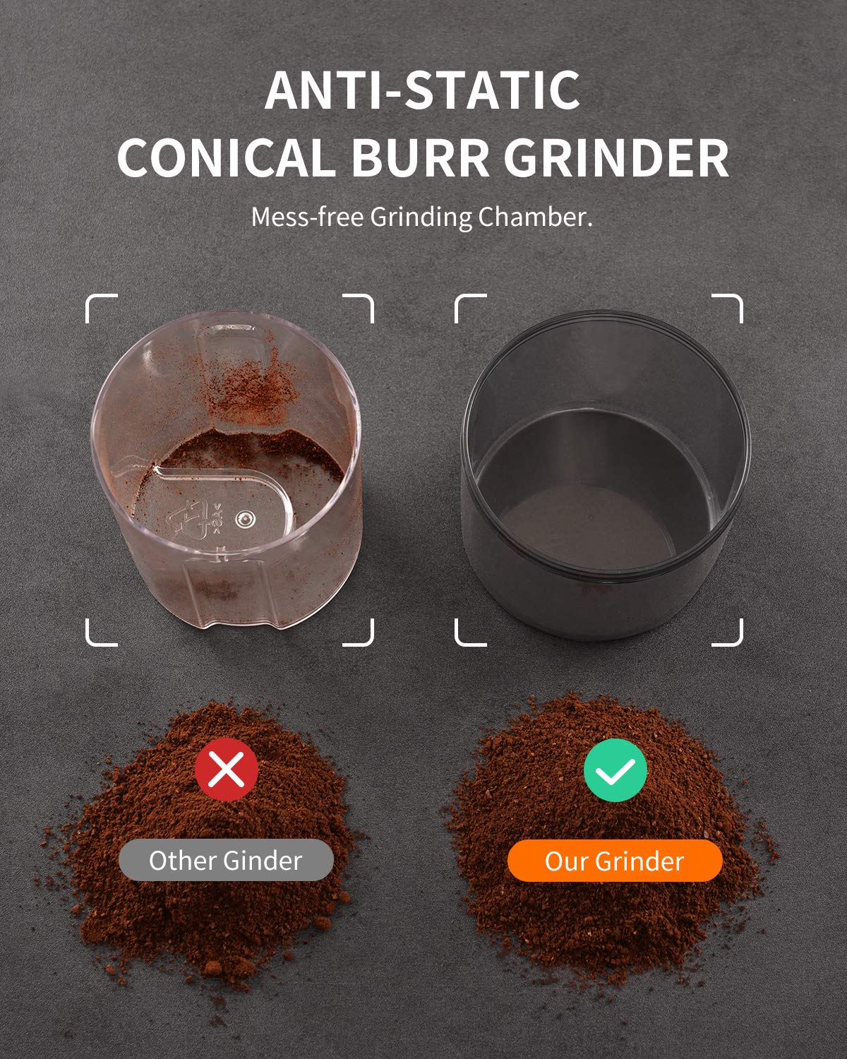 KIDISLE grinder fine grind selection for espresso preparations.