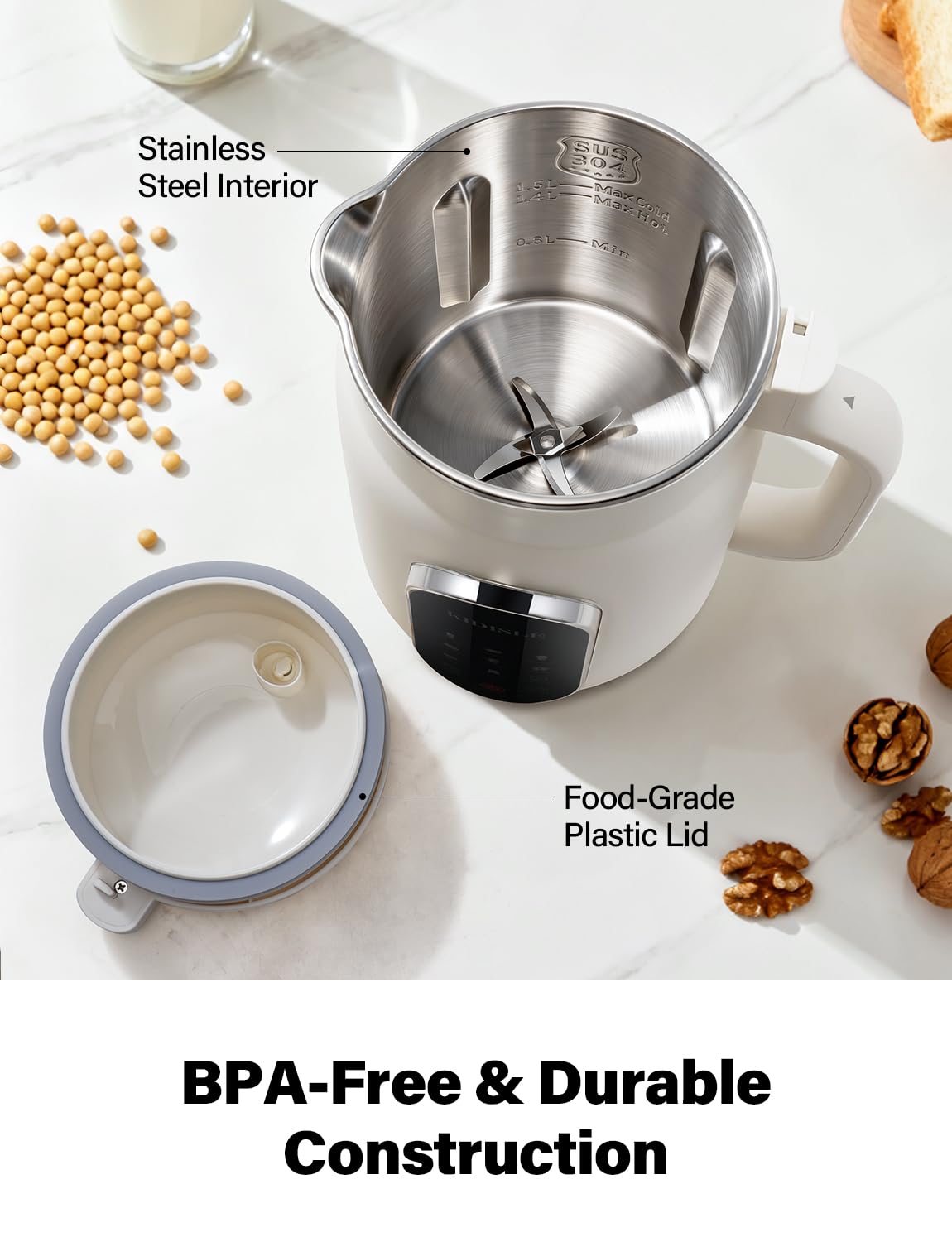 KIDISLE Nut Milk Maker supports 10-in-1 versatility for milks and soups