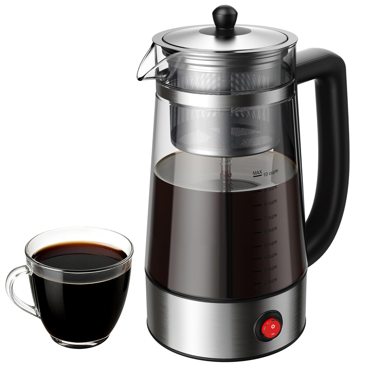KIDISLE percolator with visible glass carafe for easy brew monitoring and flavor control.