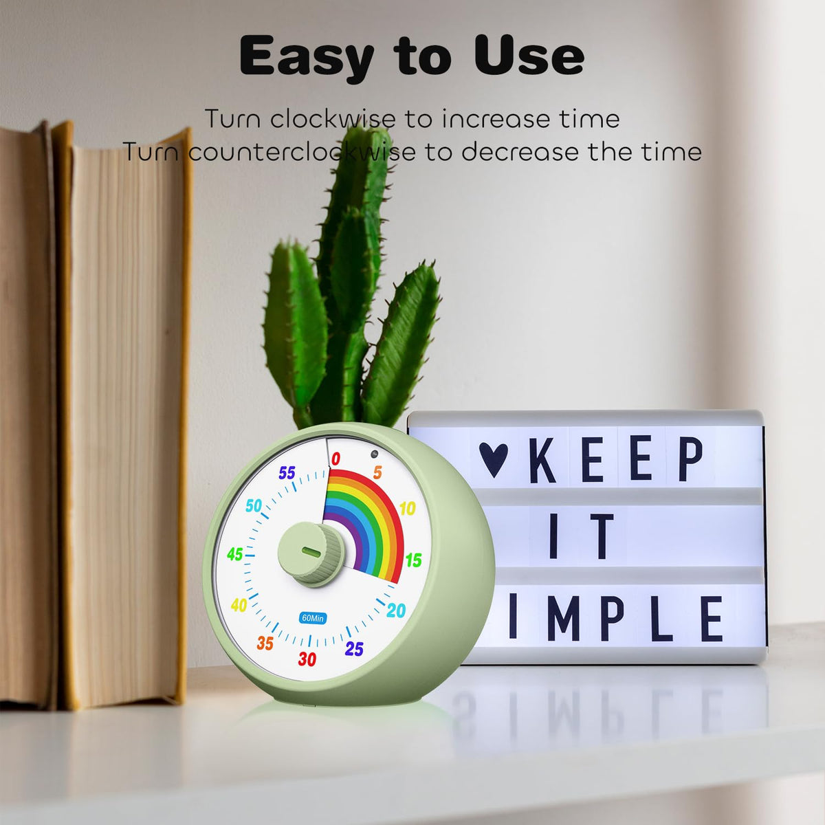 Kiecky Squirrel Visual Timer runs on 2x AAA batteries for months.