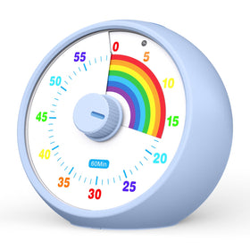 Kiecky Squirrel visual timer front view in aquamarine, showing the rainbow countdown.