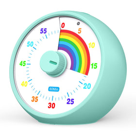 Kiecky Squirrel visual timer with rainbow pattern helps kids visualize time on the desk.