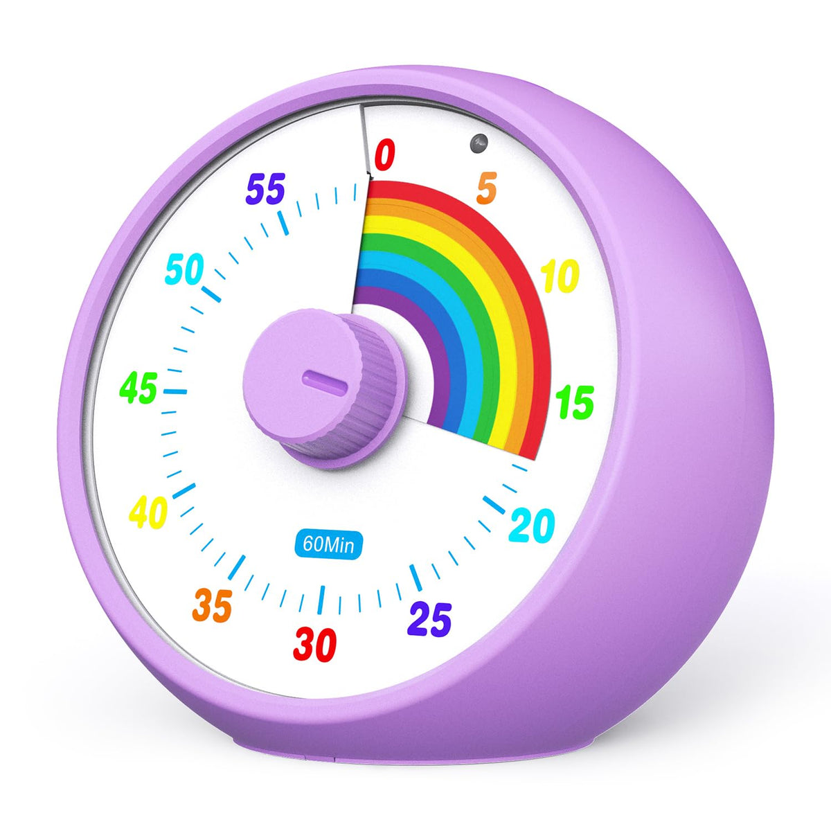 Kiecky Squirrel Visual Timer with rainbow countdown on purple planet design for kids