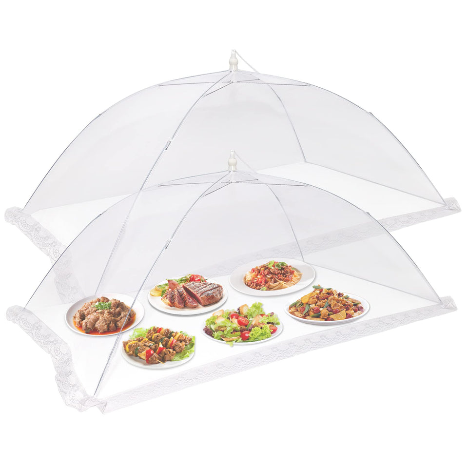KIGEAPUEL extralarge mesh food cover 46x20 protects dishes at outdoor picnics.