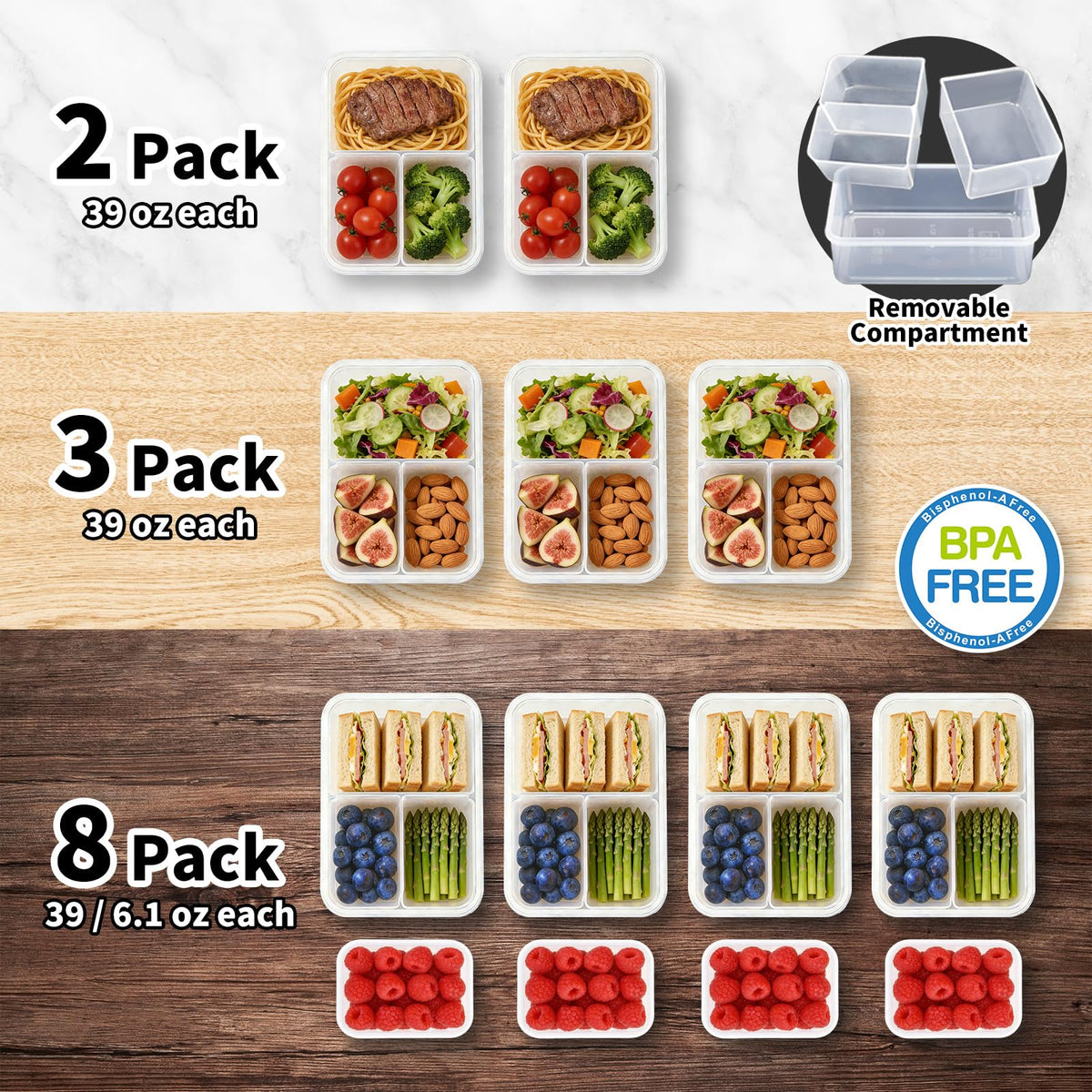 KIGI stackable lunch containers save fridge and cabinet space.