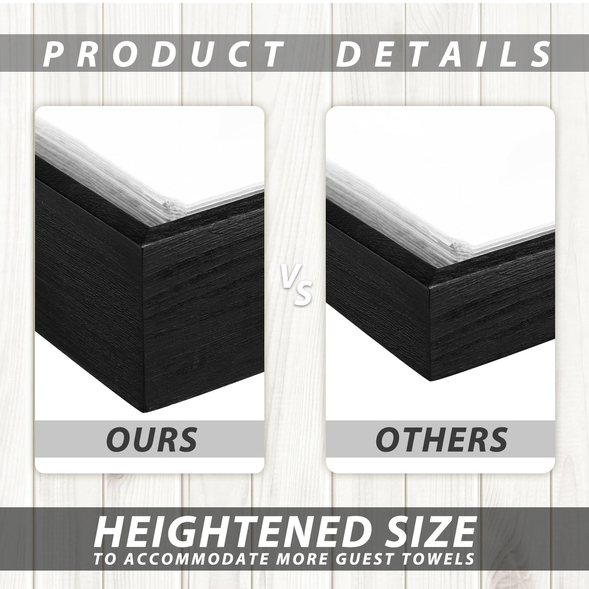 Kigley wood guest towel holder top view emphasizes elegant height for towels