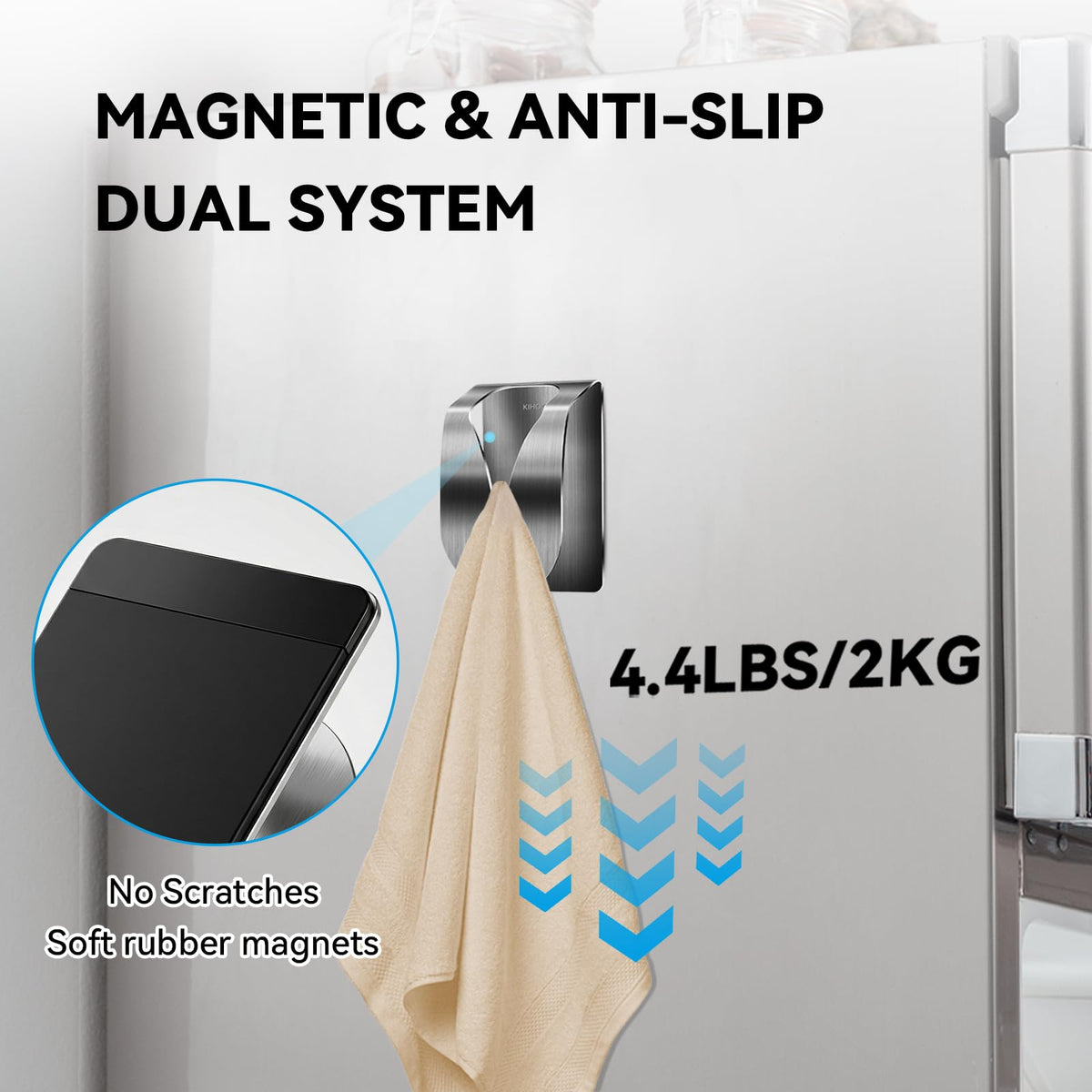 KIHOGEM dish rag holder at sink keeps towels organized.