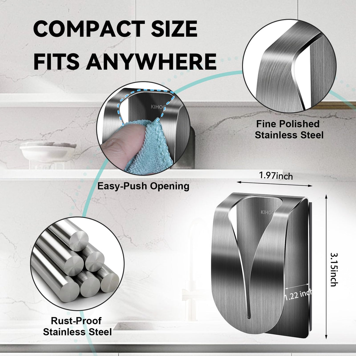 KIHOGEM non-drilling installation on metal surface, no tools required.