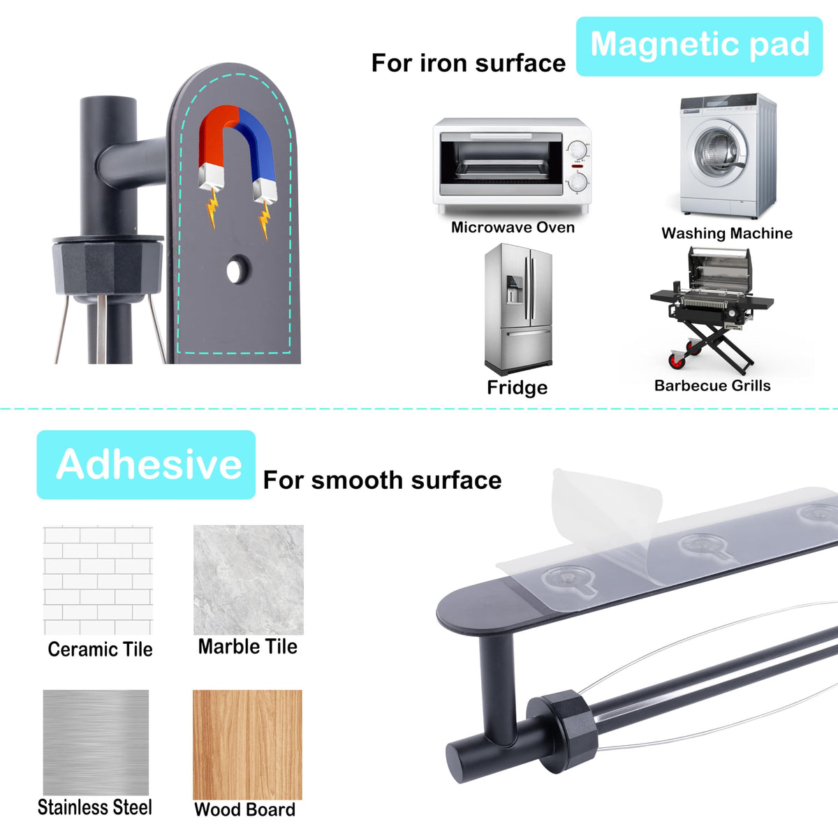 KIHOGEM no-tools installation on metal surface for quick setup.