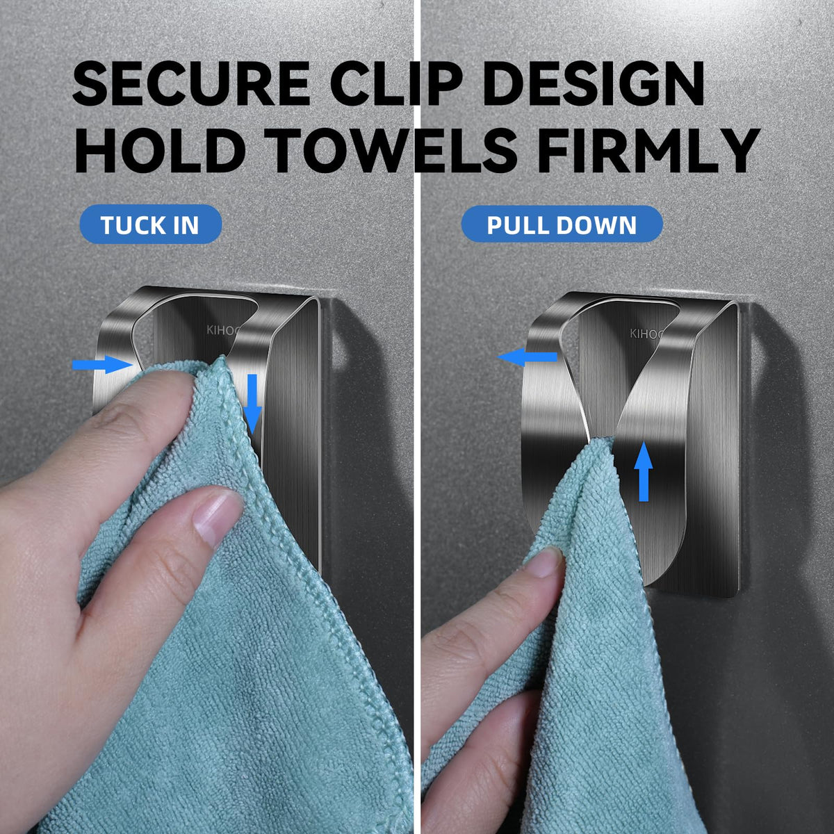 KIHOGEM stainless steel towel holder resists rust and daily use.