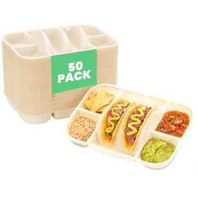 Kiicii 4-compartment taco plates show organized toppings for easy taco prep.