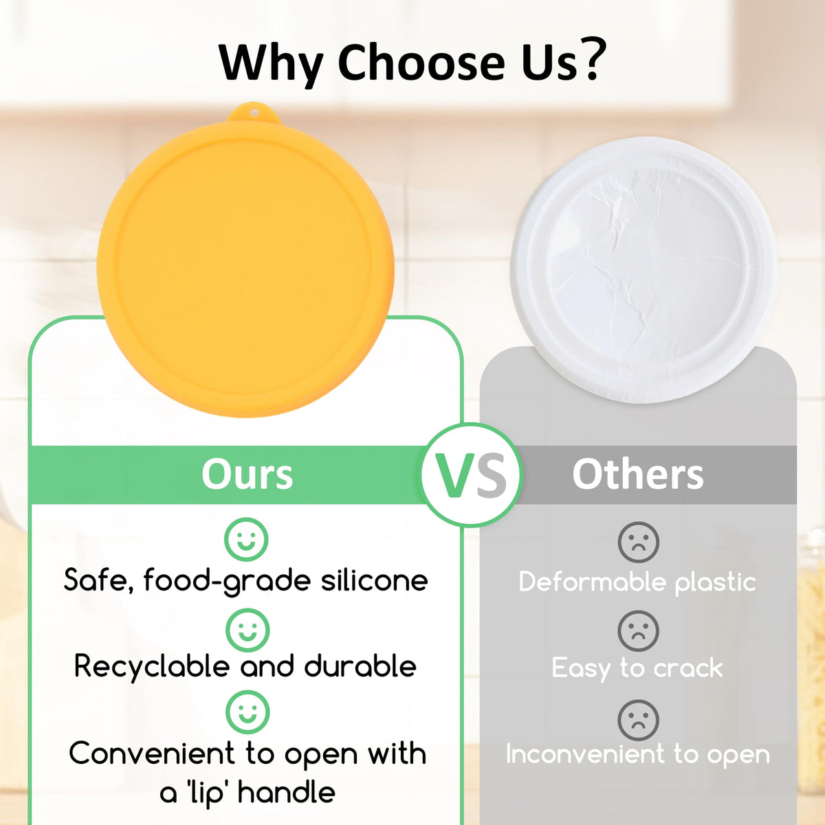Kiicii BPA-free silicone lid protects food without plastic odors.