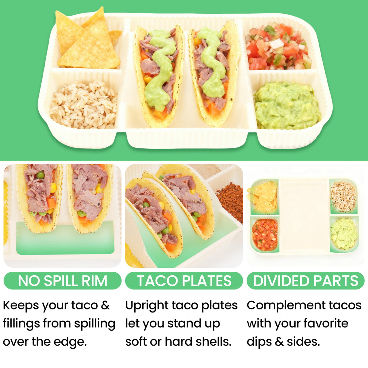 Kiicii microwave safe taco plates withstand wide temperature range.