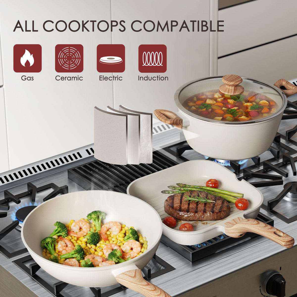 Kikcoin 1.5-Qt saucepan with lid for simmering sauces smoothly.
